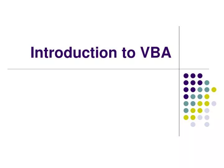introduction to vba