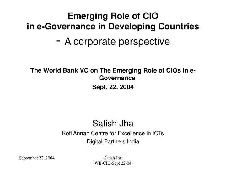 emerging role of cio in e governance in developing countries a corporate perspective