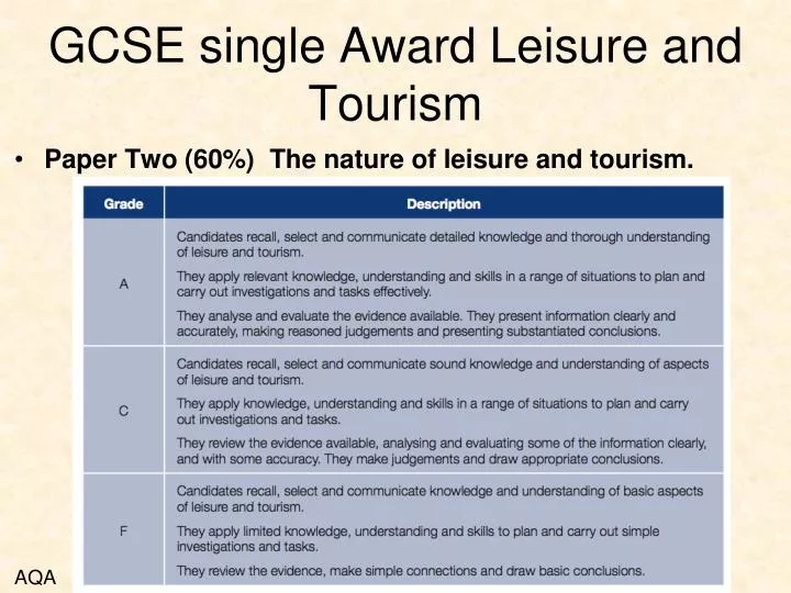 gcse single award leisure and tourism