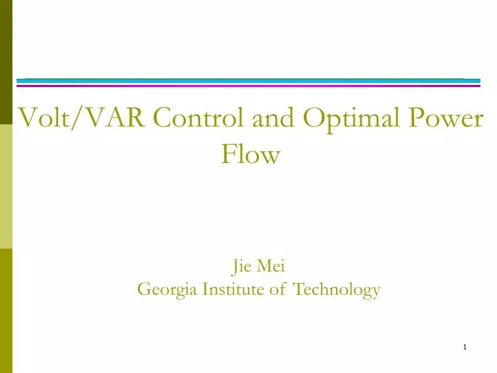 volt var control and optimal power flow