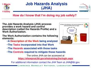 Job Hazards Analysis (JHA)
