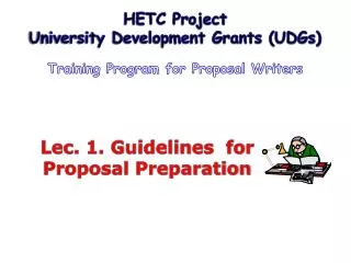Lec. 1. Guidelines for Proposal Preparation