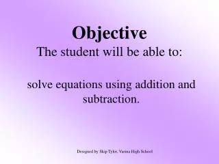 objective the student will be able to