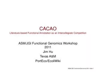 CACAO Literature-based Functional Annotation as an Intercollegiate Competition