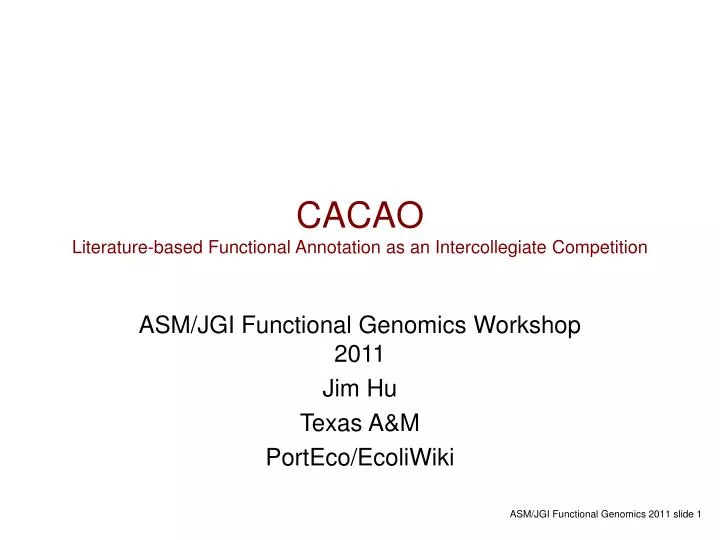 cacao literature based functional annotation as an intercollegiate competition