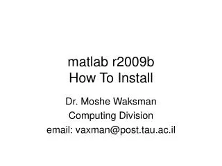 matlab r2009b How To Install