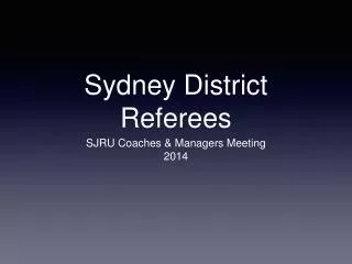 Sydney District Referees