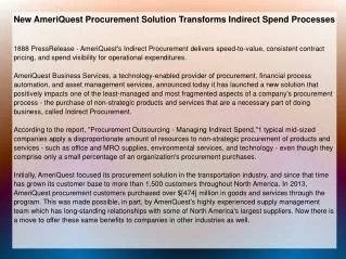 New AmeriQuest Procurement Solution Transforms