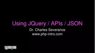 Using JQuery / APIs / JSON