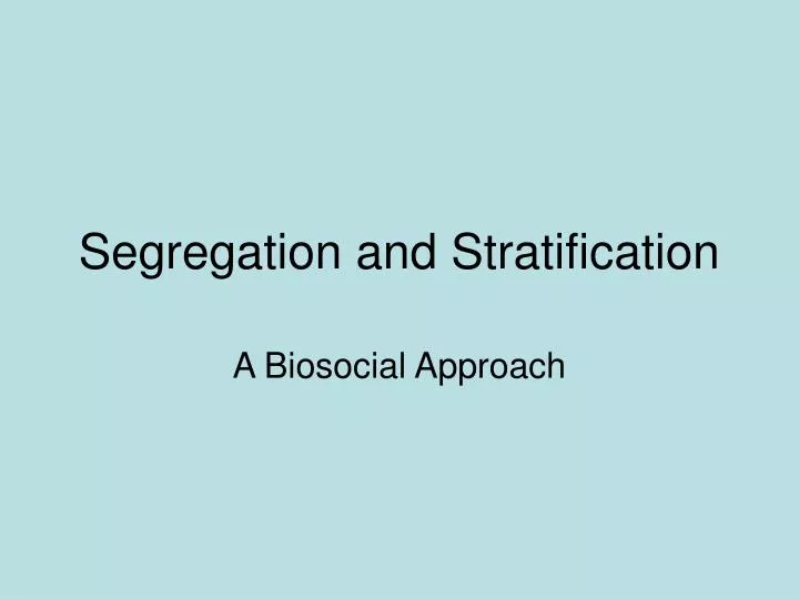 segregation and stratification
