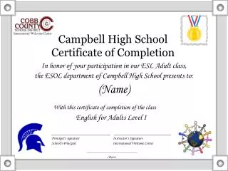 Campbell High School Certificate of Completion