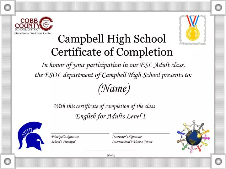 campbell high school certificate of completion