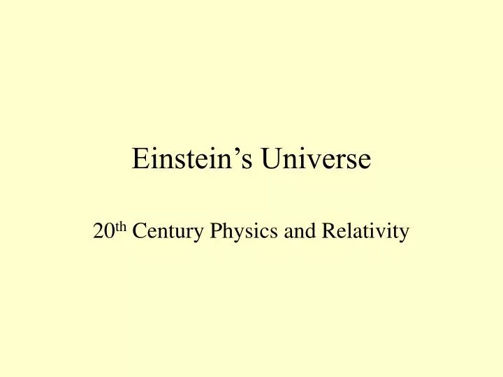 einstein s universe