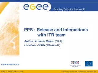 PPS : Release and Interactions with ITR team