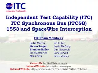 Independent Test Capability (ITC) ITC Synchronous Bus (ITCSB) 1553 and SpaceWire Interception