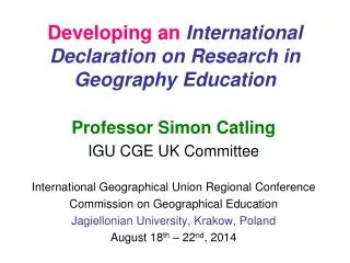 Developing an International Declaration on Research in Geography Education