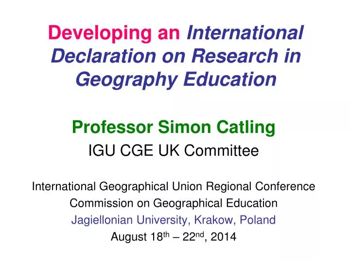developing an international declaration on research in geography education