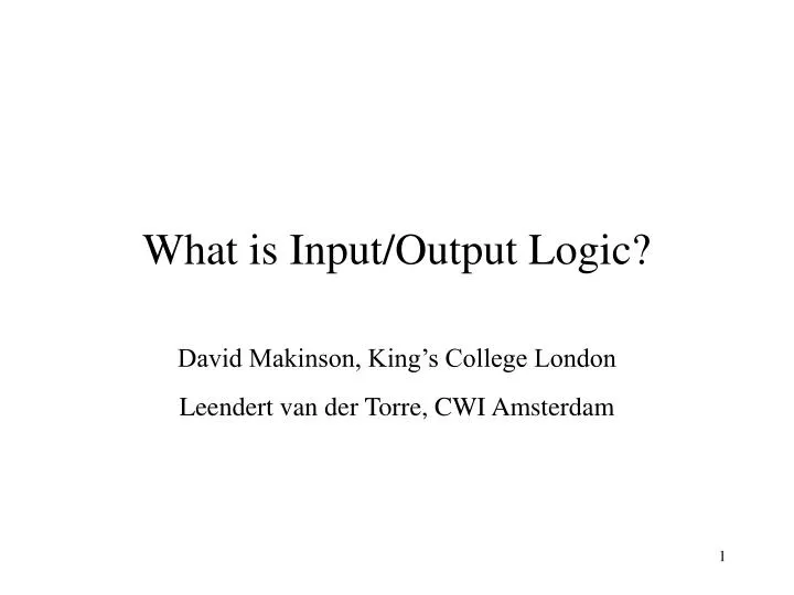 what is input output logic