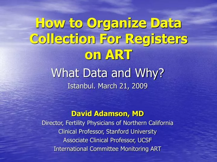 how to organize data collection for registers on art