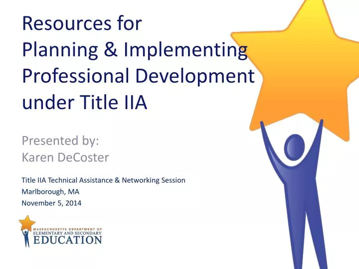 resources for planning implementing professional development under title iia