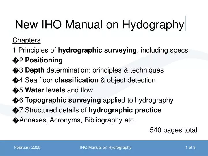 new iho manual on hydography