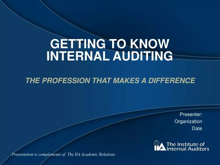 getting to know internal auditing