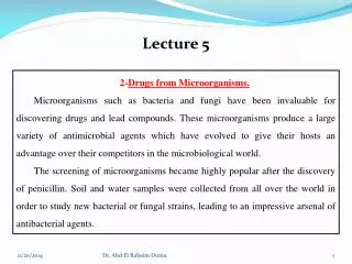 2- Drugs from Microorganisms.