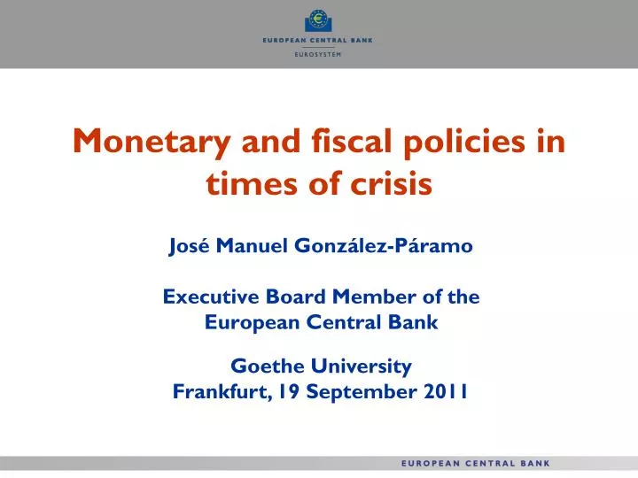 monetary and fiscal policies in times of crisis