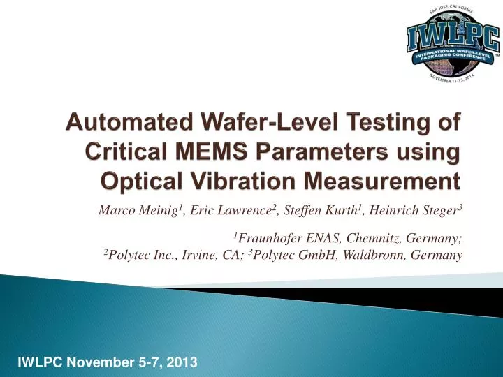 automated wafer level testing of critical mems parameters using optical vibration measurement