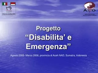 Progetto “Disabilita’ e Emergenza”