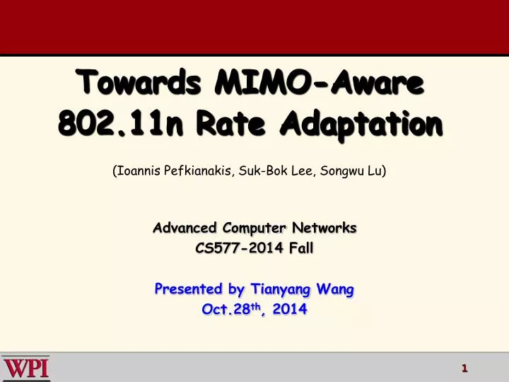 towards mimo aware 802 11n rate adaptation