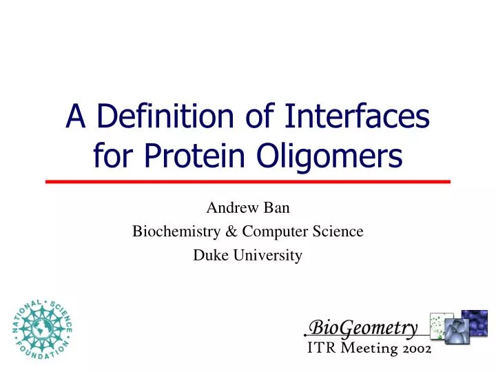 a definition of interfaces for protein oligomers