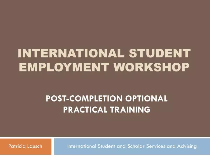 international student employment workshop