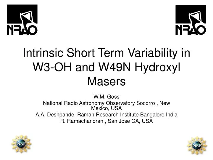 intrinsic short term variability in w3 oh and w49n hydroxyl masers