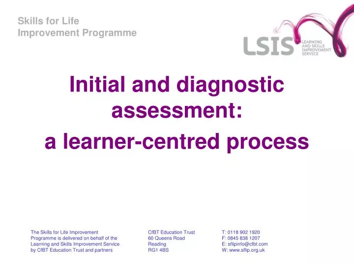 initial and diagnostic assessment a learner centred process
