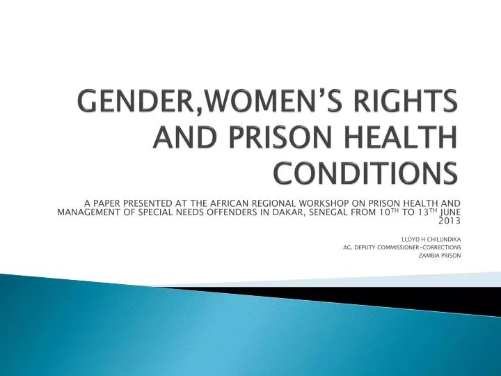 gender women s rights and prison health conditions