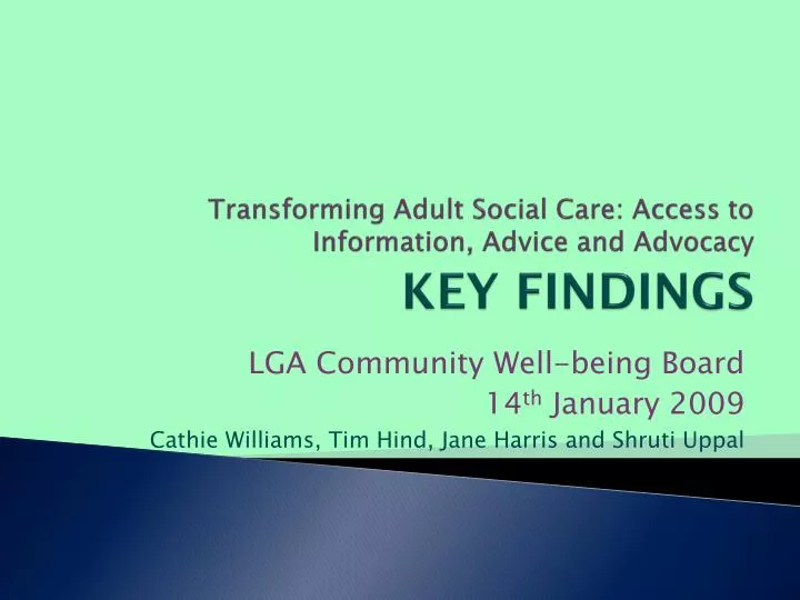 transforming adult social care access to information advice and advocacy key findings