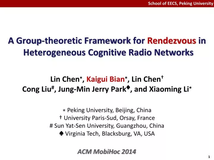 a group theoretic framework for rendezvous in heterogeneous cognitive radio networks