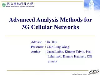 Advanced Analysis Methods for 3G Cellular Networks