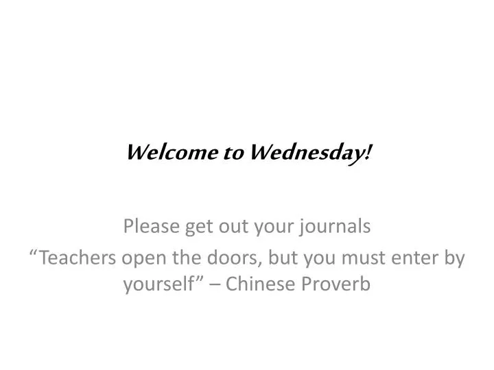 welcome to wednesday