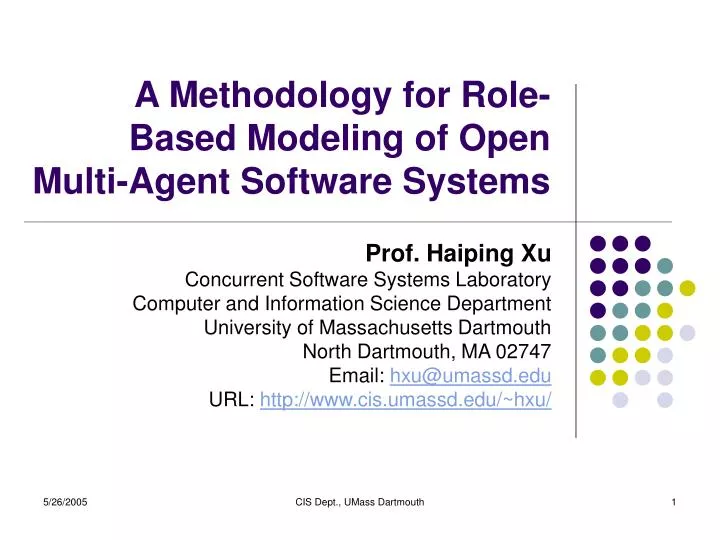 a methodology for role based modeling of open multi agent software systems