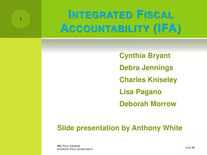 integrated fiscal accountability ifa