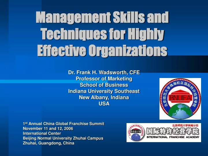 management skills and techniques for highly effective organizations