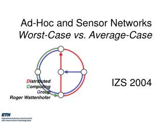 Ad-Hoc and Sensor Networks Worst-Case vs. Average-Case IZS 2004