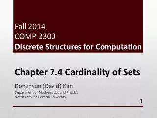 Fall 2014 COMP 2300 Discrete Structures for Computation