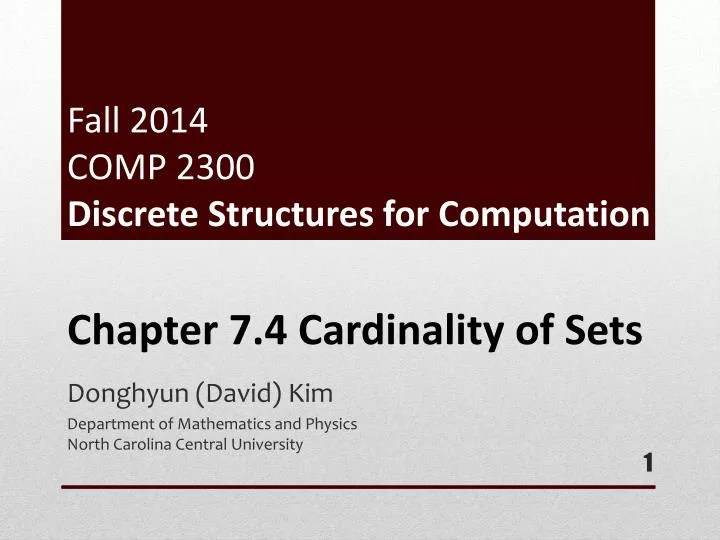 fall 2014 comp 2300 discrete structures for computation