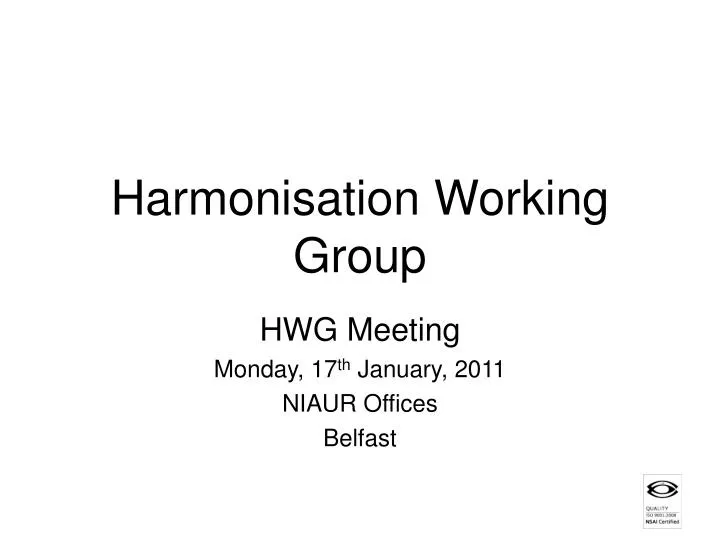 harmonisation working group
