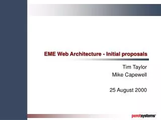 EME Web Architecture - Initial proposals