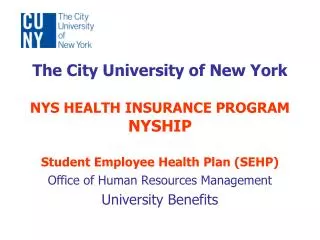 Office of Human Resources Management University Benefits
