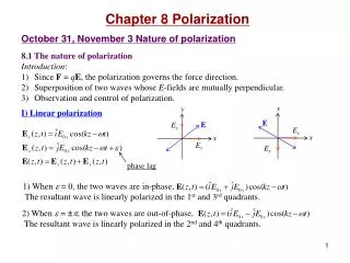 Chapter 8 Polarization October 31, November 3 Nature of polarization